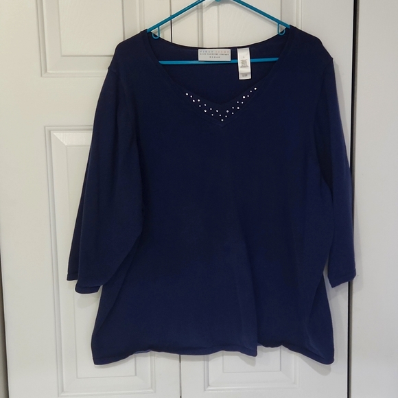 LIZ Claiborne size 3x Navy color with rhinestones by First issue stretchy soft. - Picture 1 of 6